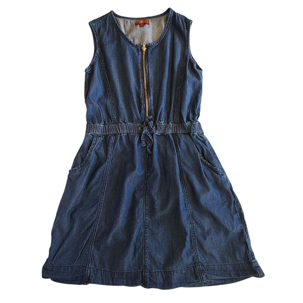 K1121 * 7 For All Mankind Girls Chambray Zip Front Dress Size L